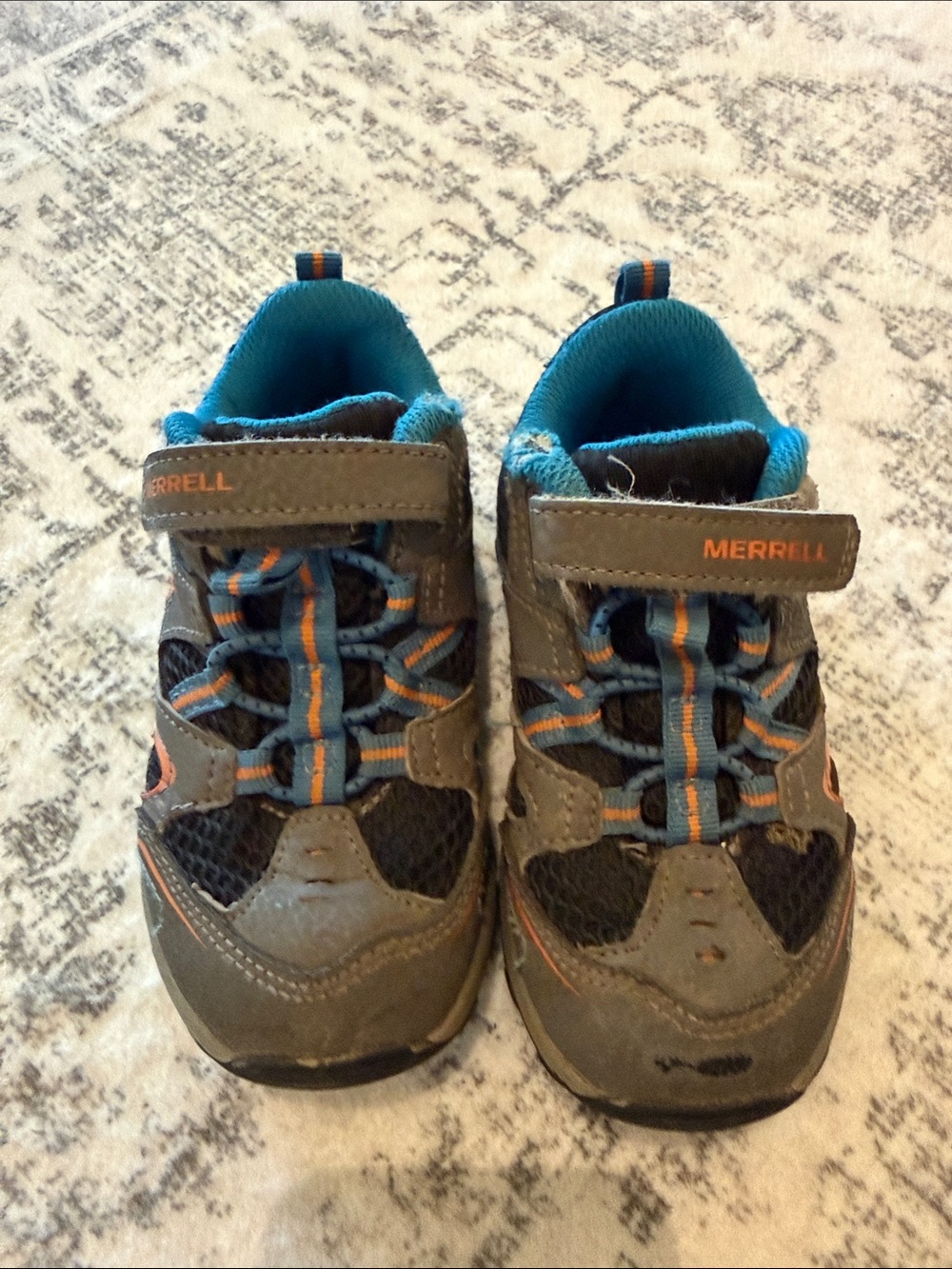 Merrell Kids Gray Shoes with Blue and Orange Accents